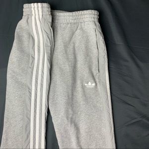 ADIDAS grey and white striped joggers